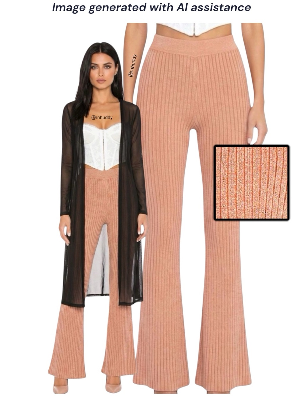 Superdown S rose gold knit flare pants